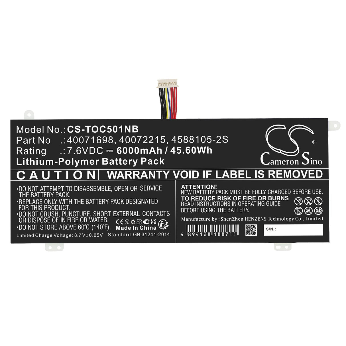 Udskiftning af bærbar batteri 6000mAh