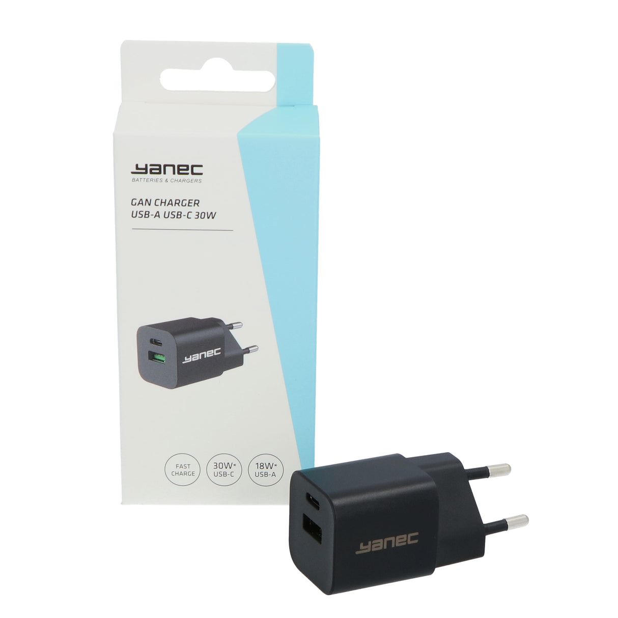 Yanec Compact Gan Lader USB-A USB-C 30W