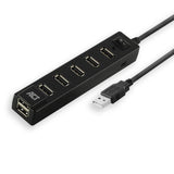 AKT -tilslutningsmuligheder USB Hub 7 Port med Aanen Out Switch