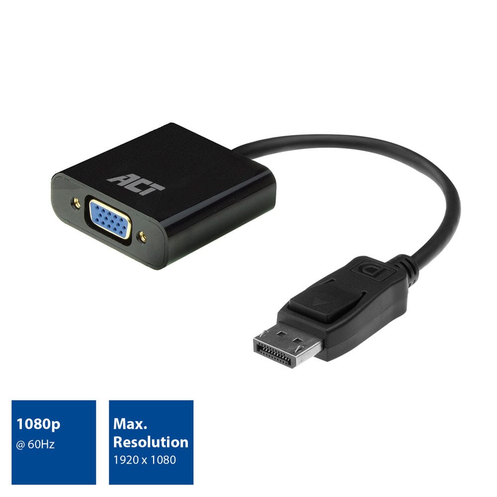 Handle DisplayPort til VGA kvinnelig adapter, zip pose