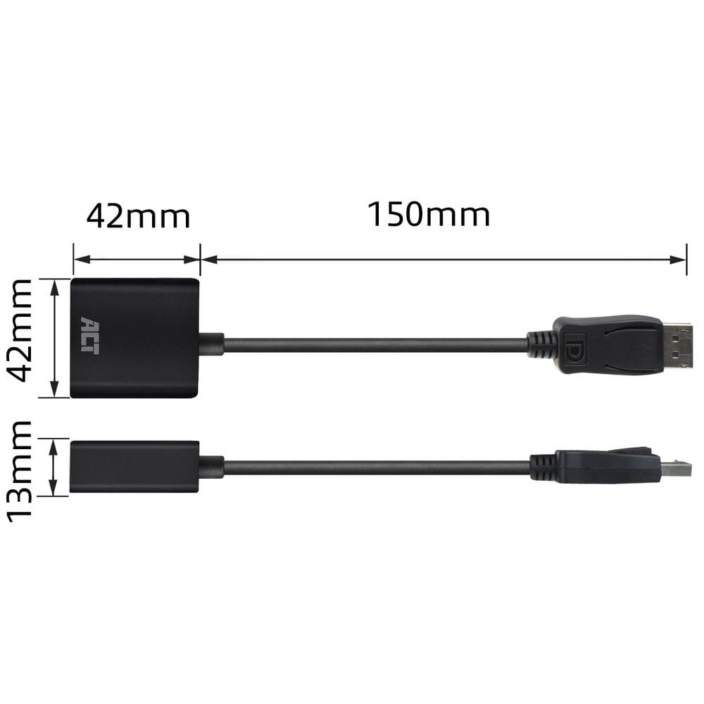 Handle DisplayPort til VGA kvinnelig adapter, zip pose
