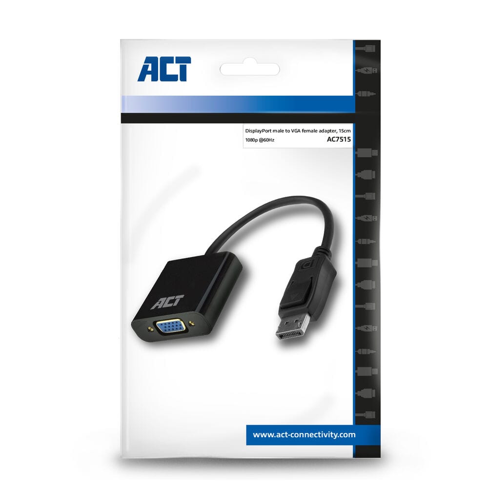 Handle DisplayPort til VGA kvinnelig adapter, zip pose