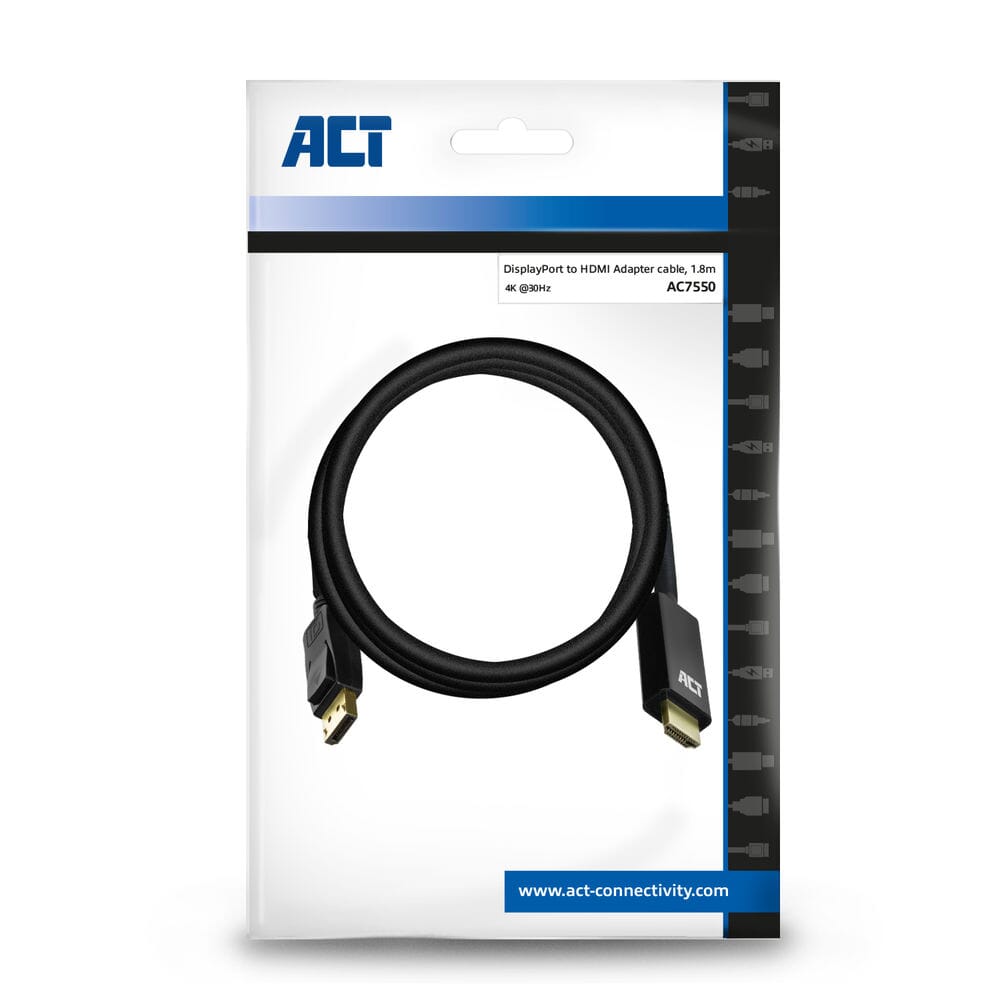 ACT DisplayPort männlich zu HDMI männlichem Adapterkabel, 1,8 m