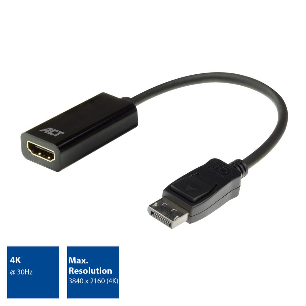 Act DisplayPort til HDMI kvindelig adapter, 4K, Zip Bag
