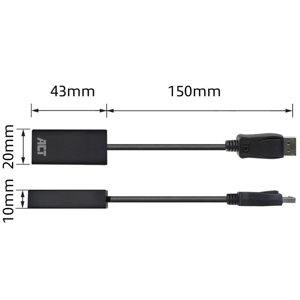 Act DisplayPort til HDMI kvindelig adapter, 4K, Zip Bag
