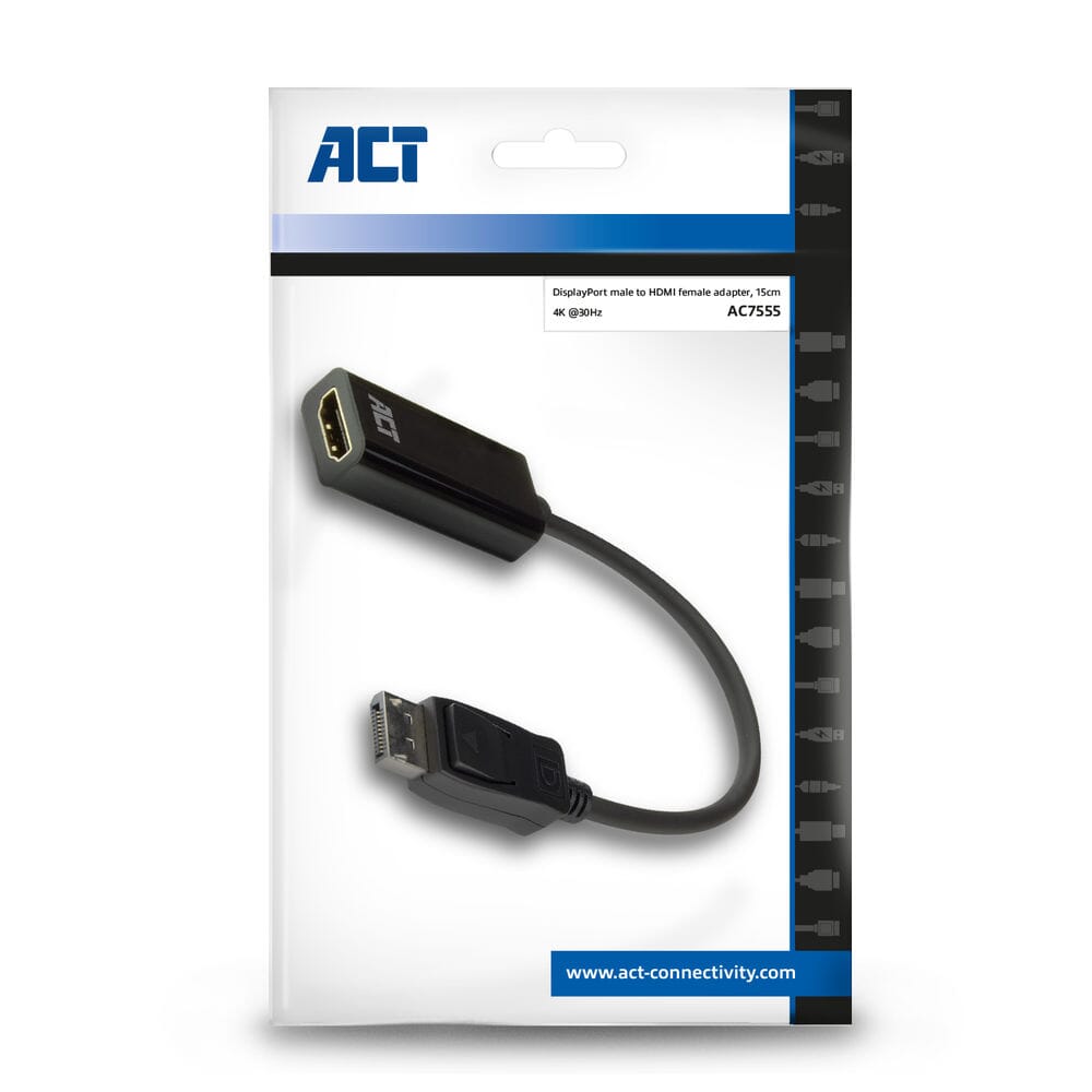 Act DisplayPort to HDMI Female Adapter, 4K, Zip Bag