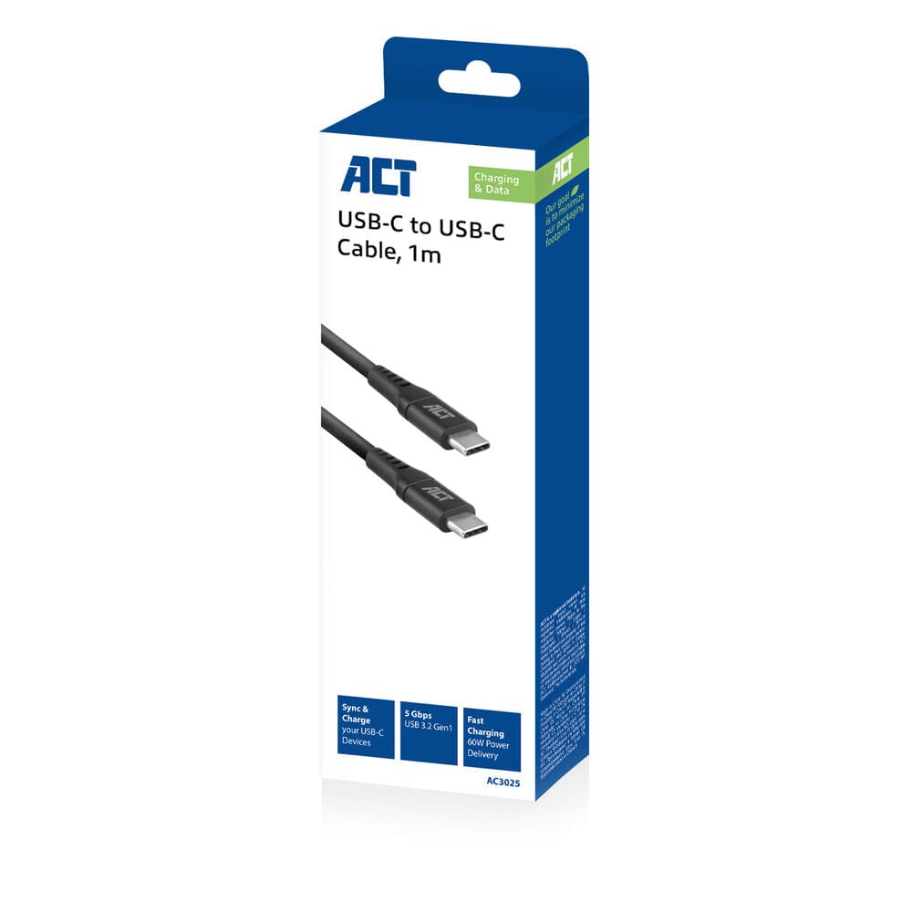 ACT USB 3.2 Gen1 Loading and data cable C Male - C Male 1 meter