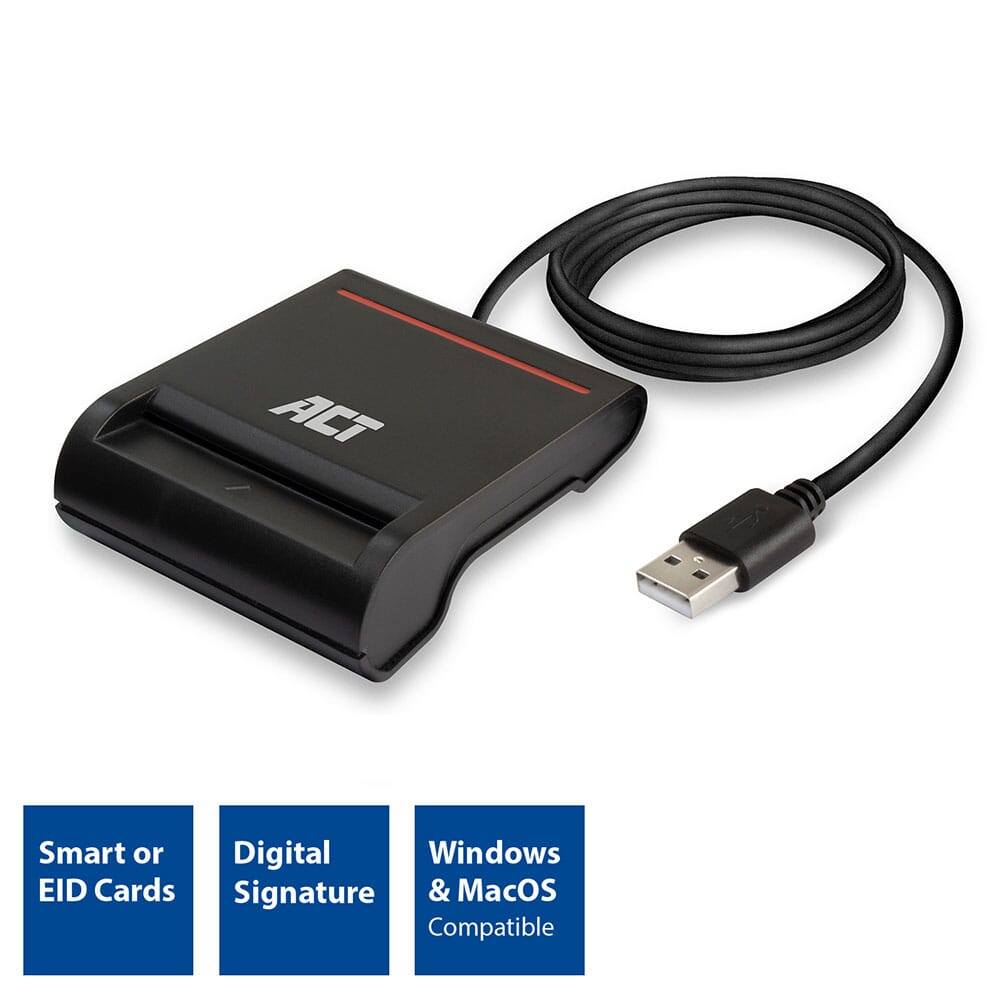Act externe usb 2.0 smartcard eid kaartlezer, zwart
