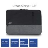 Act Urban Laptop Sleeve 15.6 inch, Black Gray