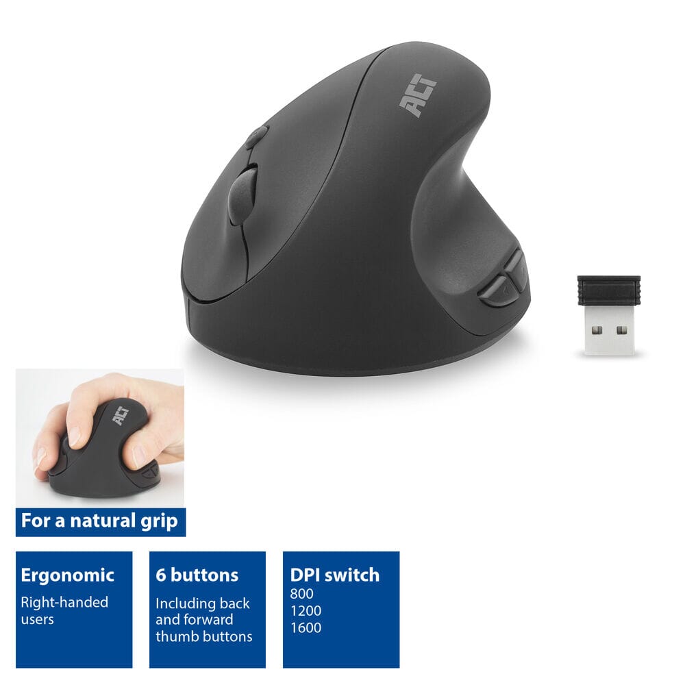 Handlingsforbindelse trådløs ergonomisk mus