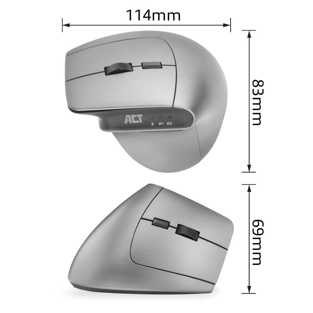 Act Connectivity Wireless ergonomic mouse with Bluetooth and USB-C