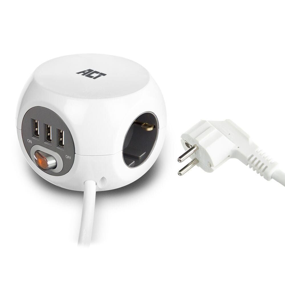 ACT Square Socket (PDU) mit 3 Sockets Typ F 1,5 m