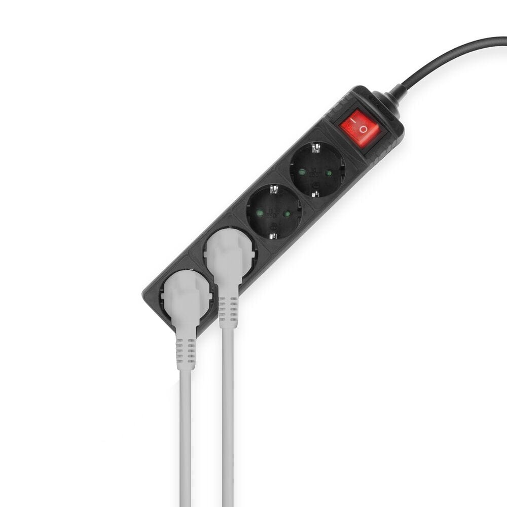 ACTION ACTIVE avec commutateur, 4 douilles, 2 m, noir