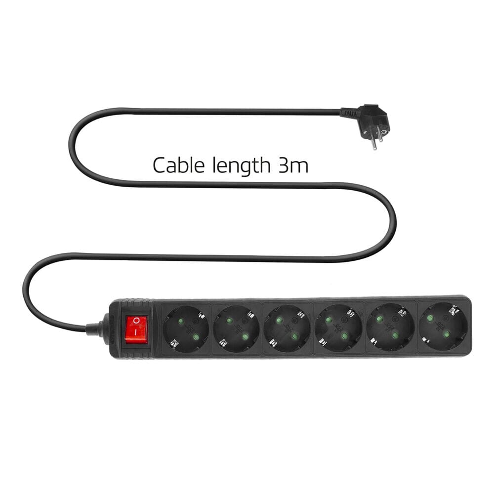 ACTIONNEMENT ACTIVER avec un interrupteur lumineux, 6 douilles, 3 m