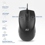 Act Connectivity Wiled Full Size Optical Mouse