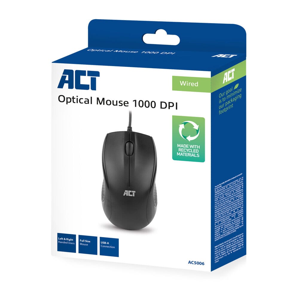 Act Connectivity Wiled Full Size Optical Mouse