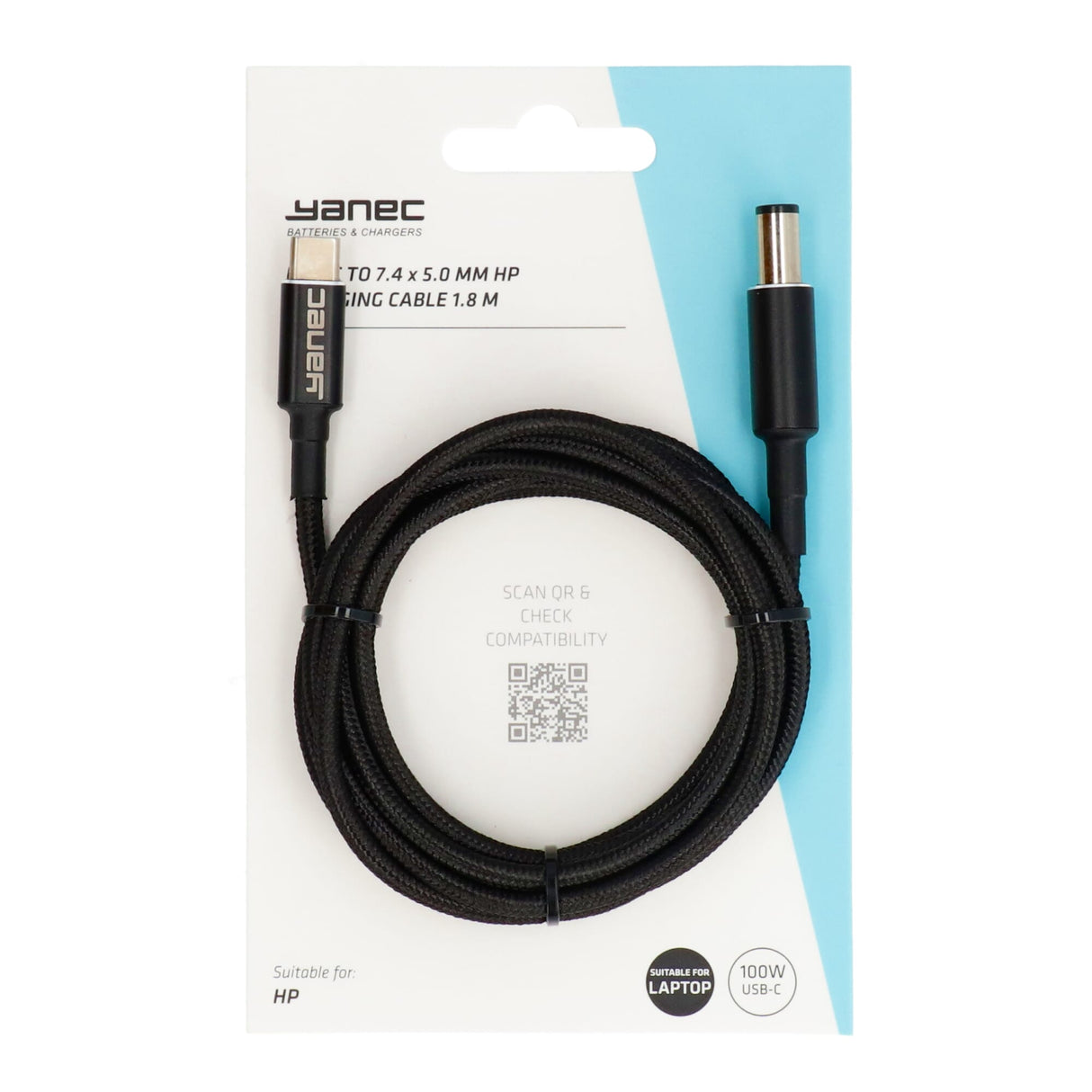 Yanec USB-C til 7,4 x 5,0 mm HP opladningskabel 1,8 m