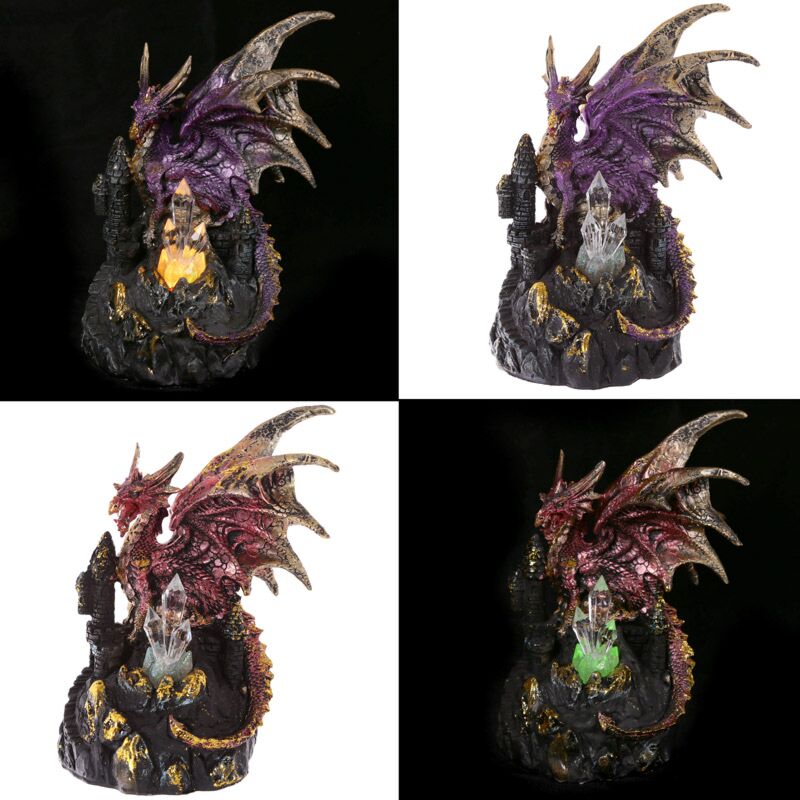 Dark legends dragon on castle led crystal