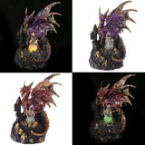 Dark legends dragon on castle led crystal
