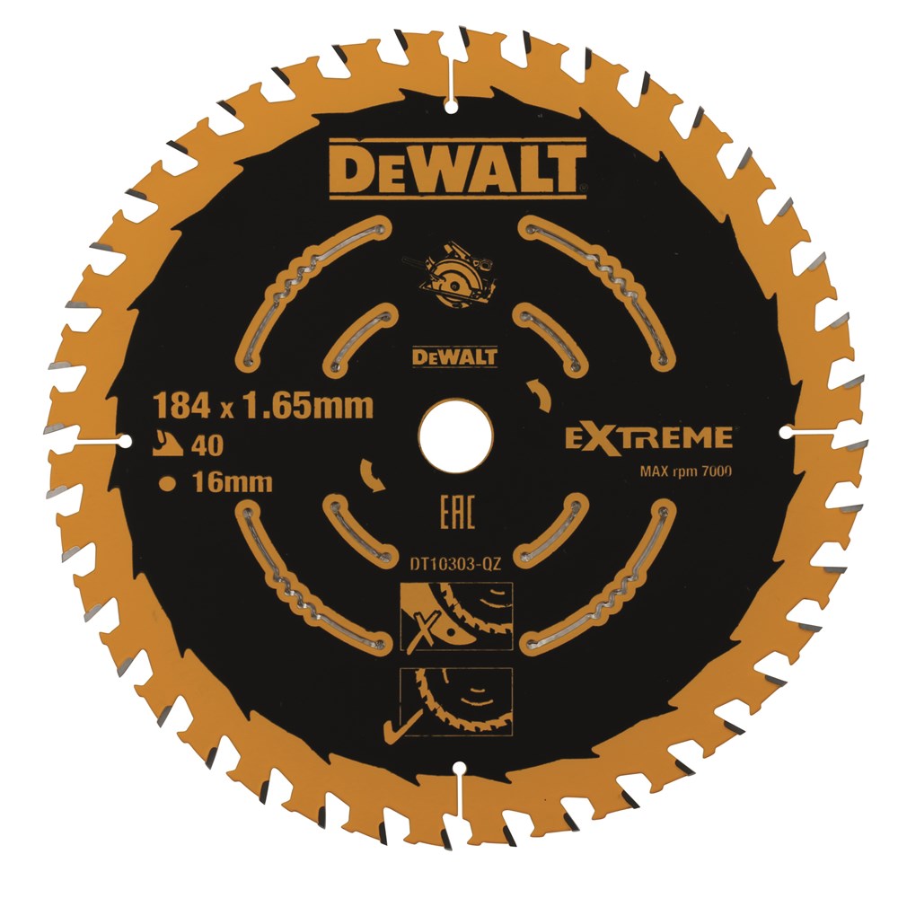 Dewalt accessoires cirkelzaagblad 184x16x40t, finish, kerf 1,65mm - dt10303-qz