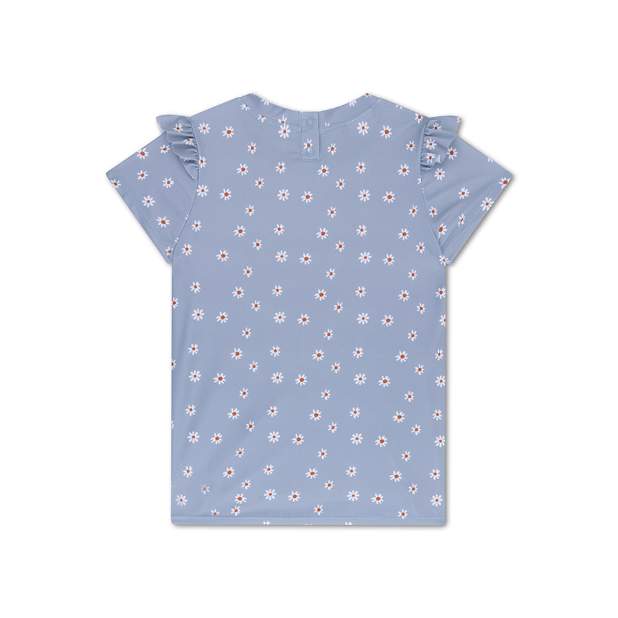 Daisy flower | blue UV swim shirt with short sleeves
