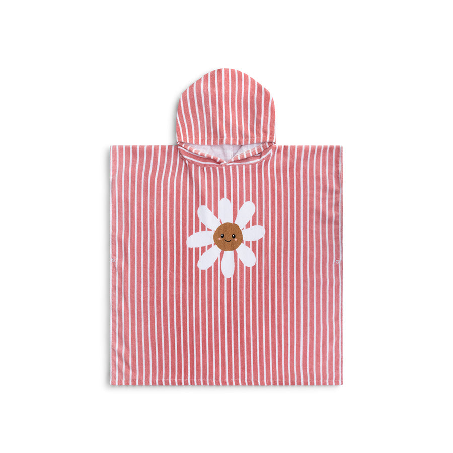 Daisy flower | red and white cotton beach poncho 65 x 65 cm