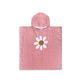 Daisy flower | red and white cotton beach poncho 65 x 65 cm