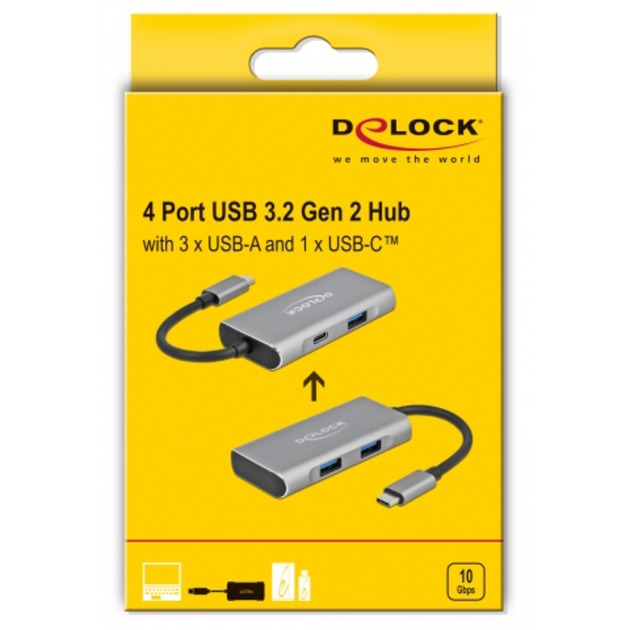 Delock Externo USB 3.2 Gen 2 USB Tipo-C Hub