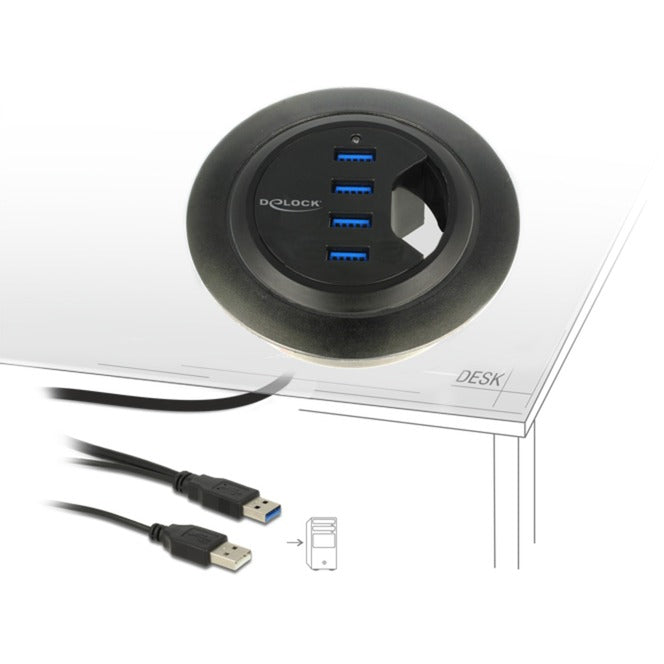 Delock In-desk Hub 4 puertos USB 3.0