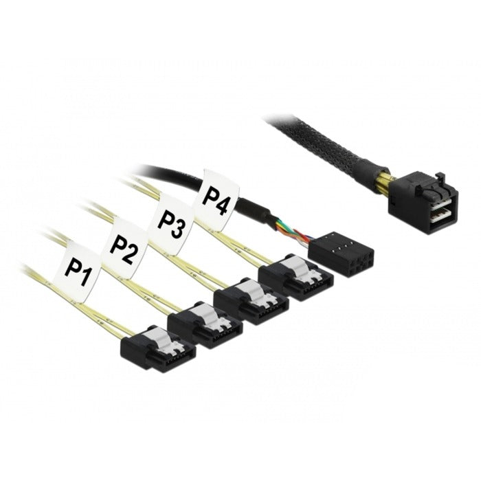 Delock Mini SAS HD SFF-8643> 4x SATA 7 Pin Reverse + Sid