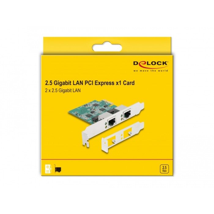 Delock PCI Express X1 Card to 2 x RJ45 2.5 Gigabit LAN RT