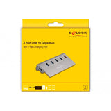 Hub Delock USB 10 Gbps se 4 porty USB-A + 1 char