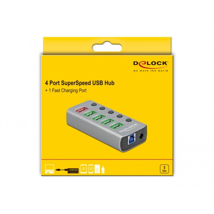 Delock USB 3.2 Gen 1 Hub s 4 vrati