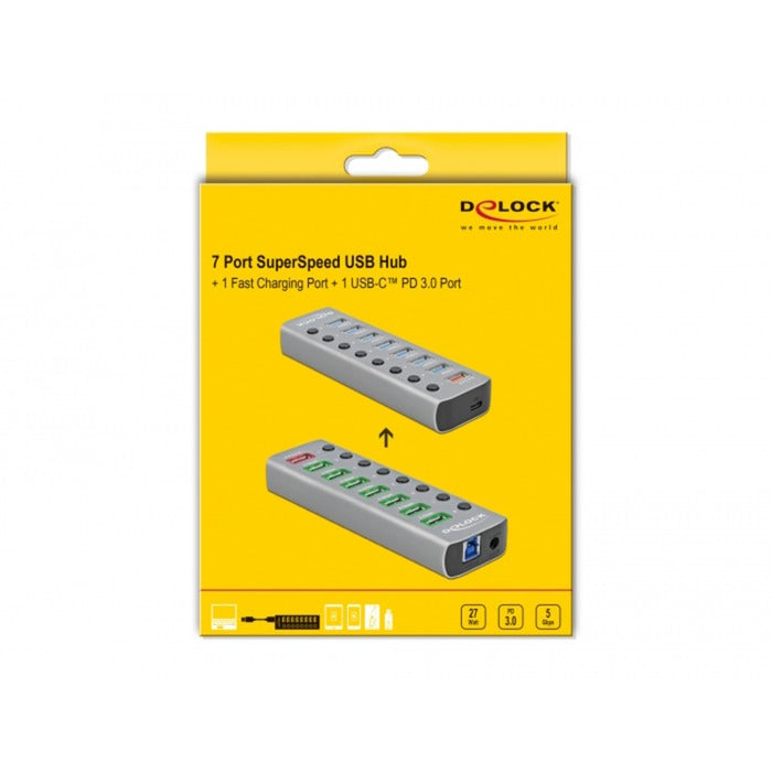 Delock USB 3.2 Gen 1 Hub with 7 gates