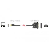Samec Delock USB-C 2.0> 1 x Paralelní DB25 Žena