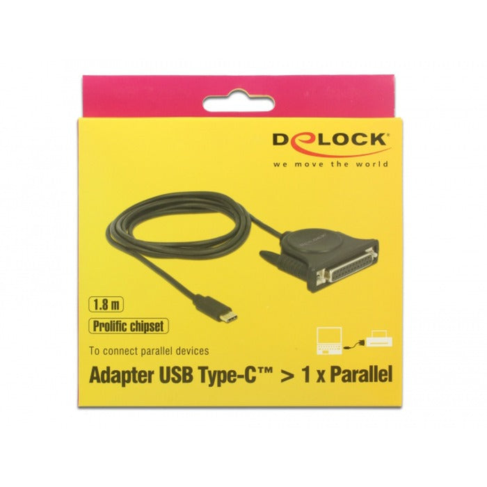 Samec Delock USB-C 2.0> 1 x Paralelní DB25 Žena