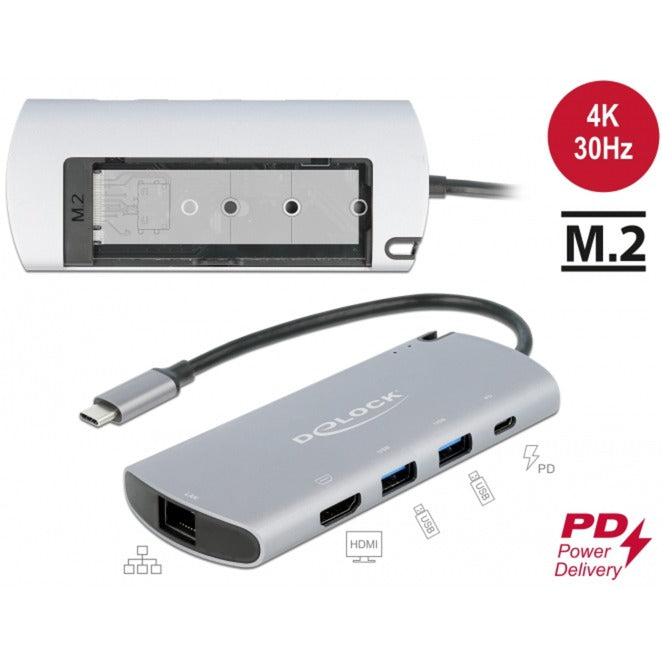 Deckéiert USB Typ-C Docking Station mat M.2 Slot