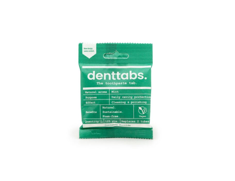 Tablets de creme dental Denttabs com hortelã de flúor