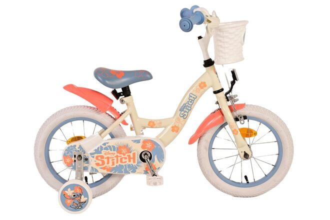 Stich disney stitch kinderfahrrad - mädchen - 14 zoll - creme korallenblau