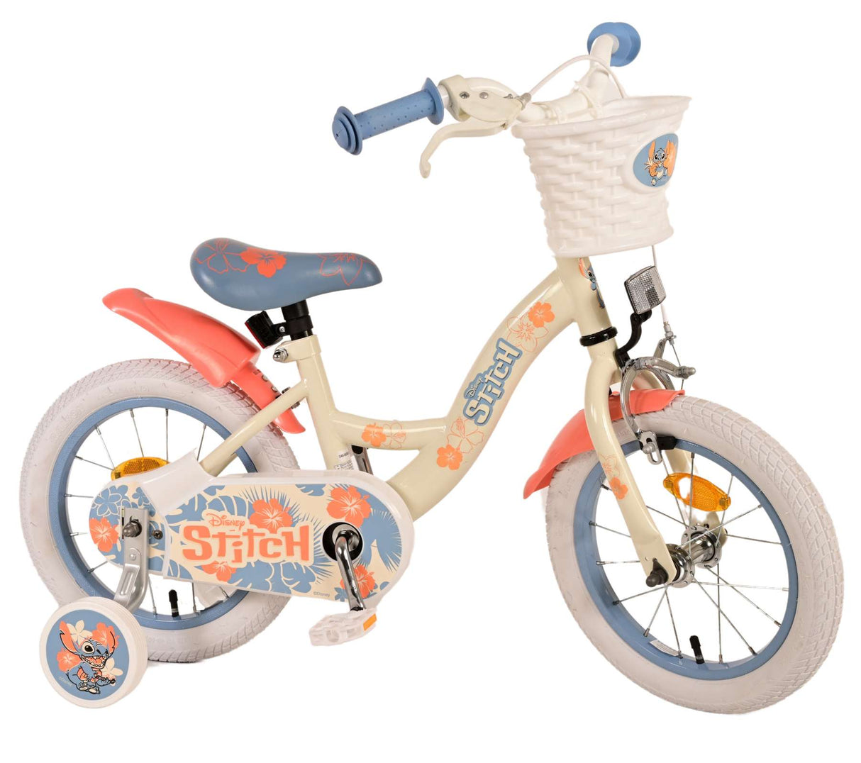 Stich disney stitch kinderfahrrad - mädchen - 14 zoll - creme korallenblau