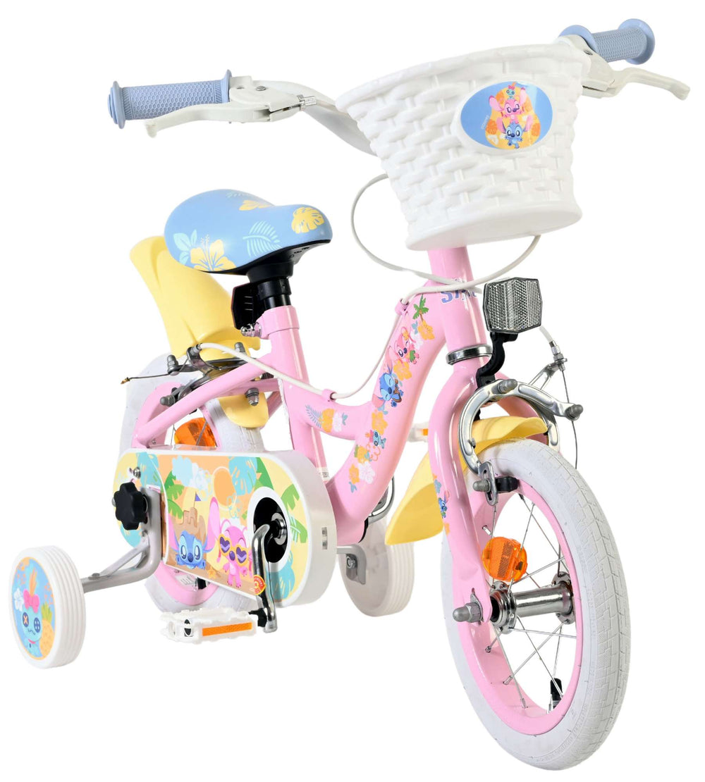 Stich disney stitch kinderfiets - meisjes - 12 inch - twee handremmen - roze