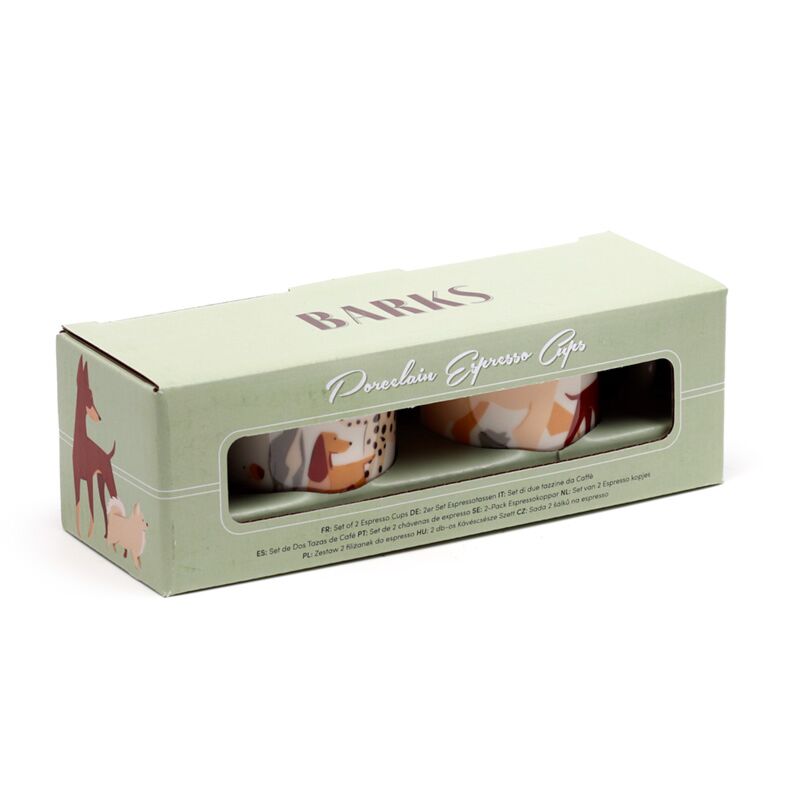 BARKS DOG SET 2 Porcelain Espresso Cups