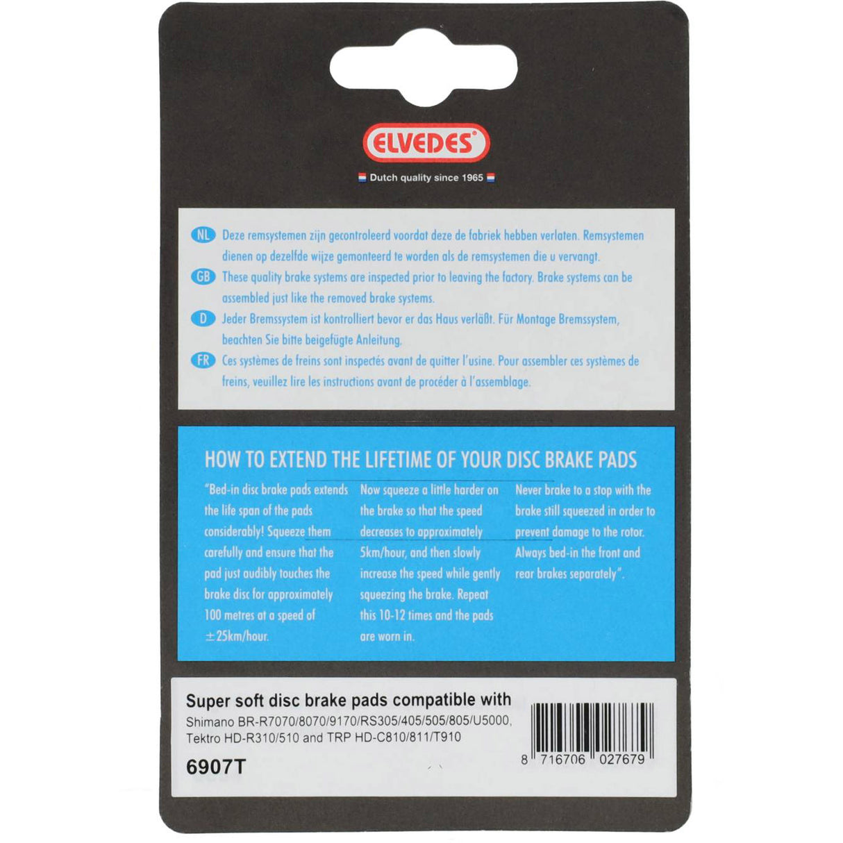 Elvedes disc brake pads Shimano | 6907t | gray