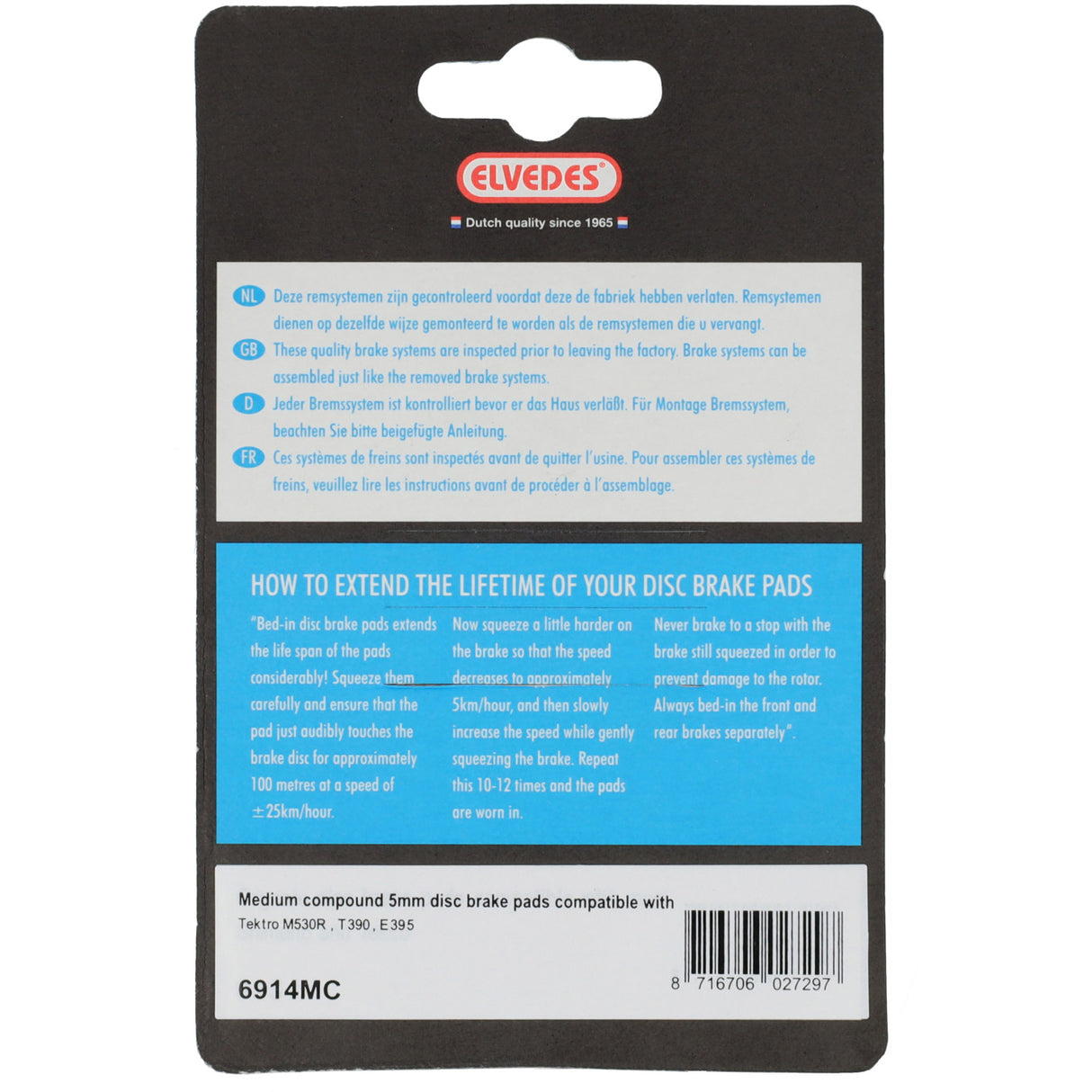 Elvedes skivbromsblock set 6914mc 5mm