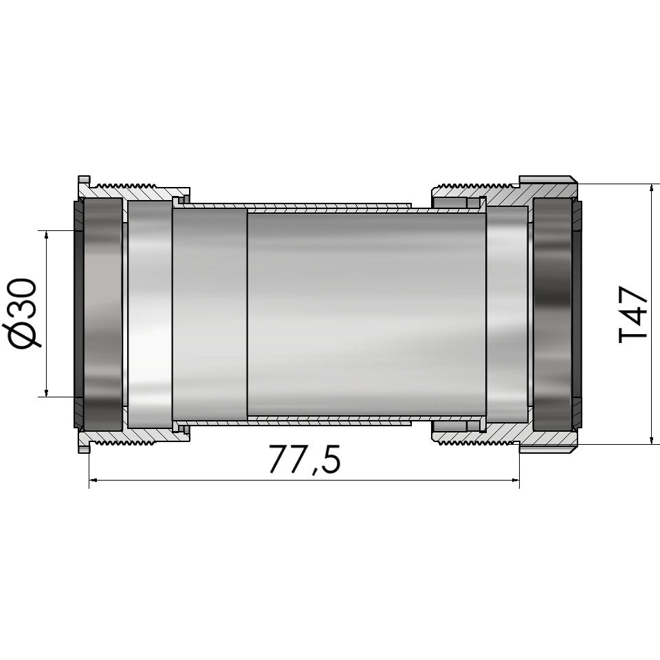 Elvedes bottom bracket thread fit T47A (Cervélo) for 30 mm