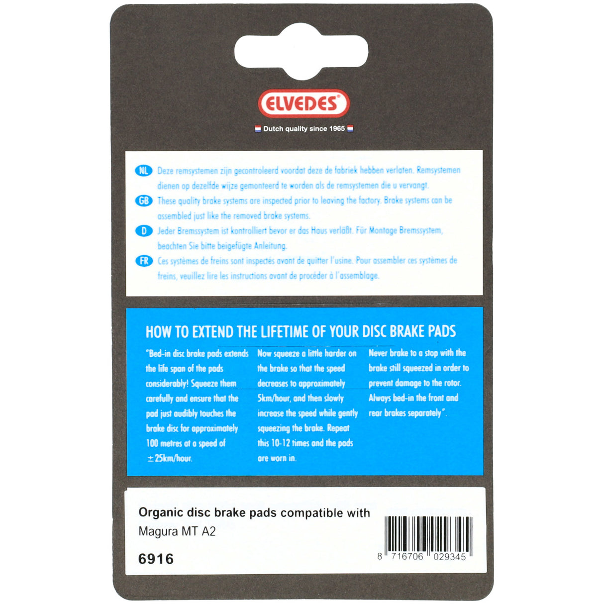 Elvedes disc brake blocks 6916 Soft