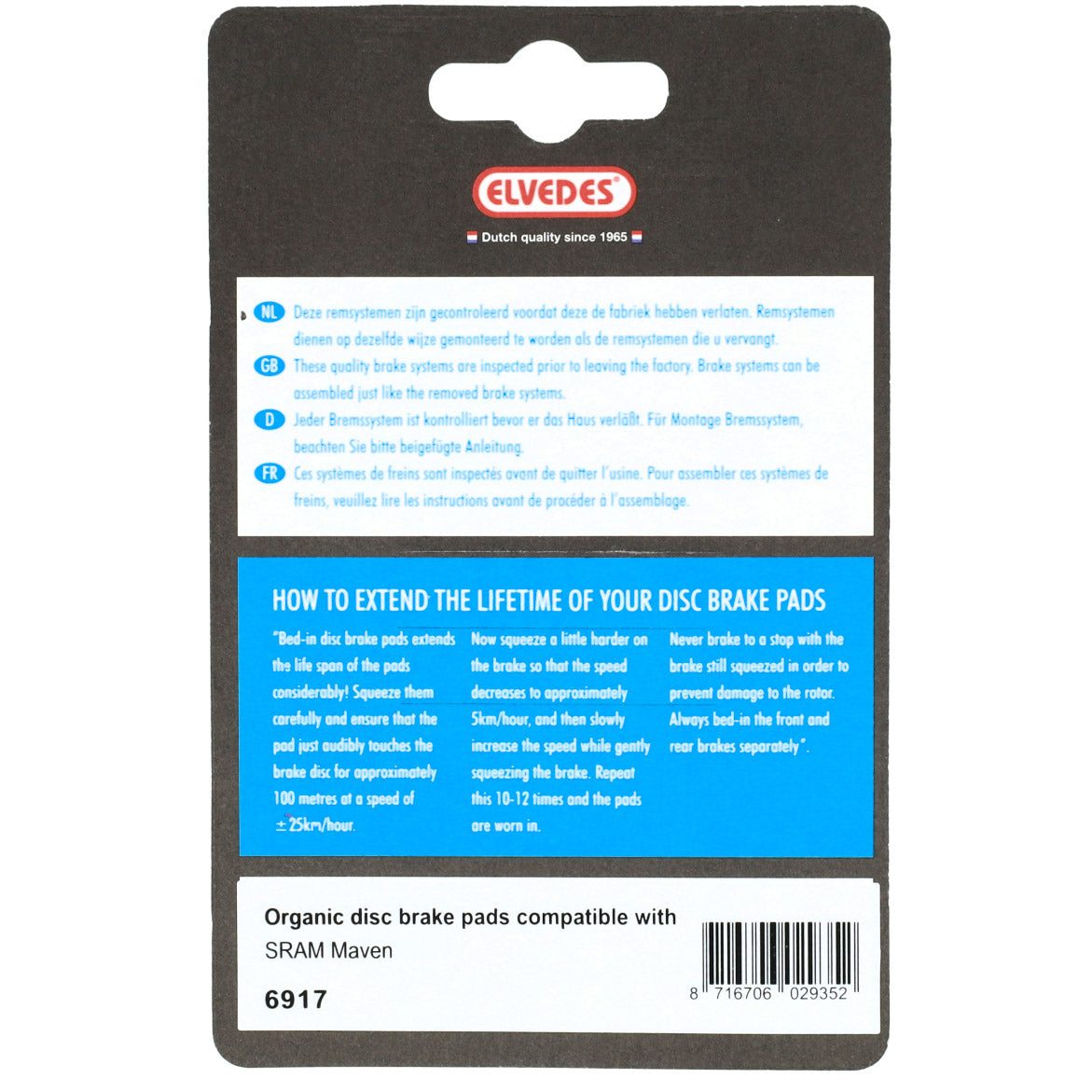Elvedes disc brake blocks 6917 Soft