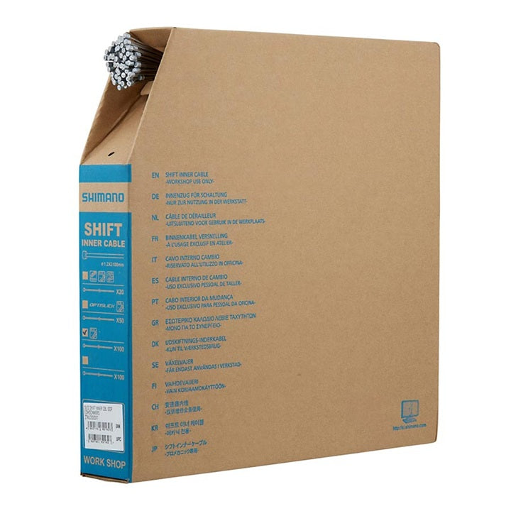 Shimano stainless steel sus shift inner cable 1.2mm x 2100mm (100 workshop pack)