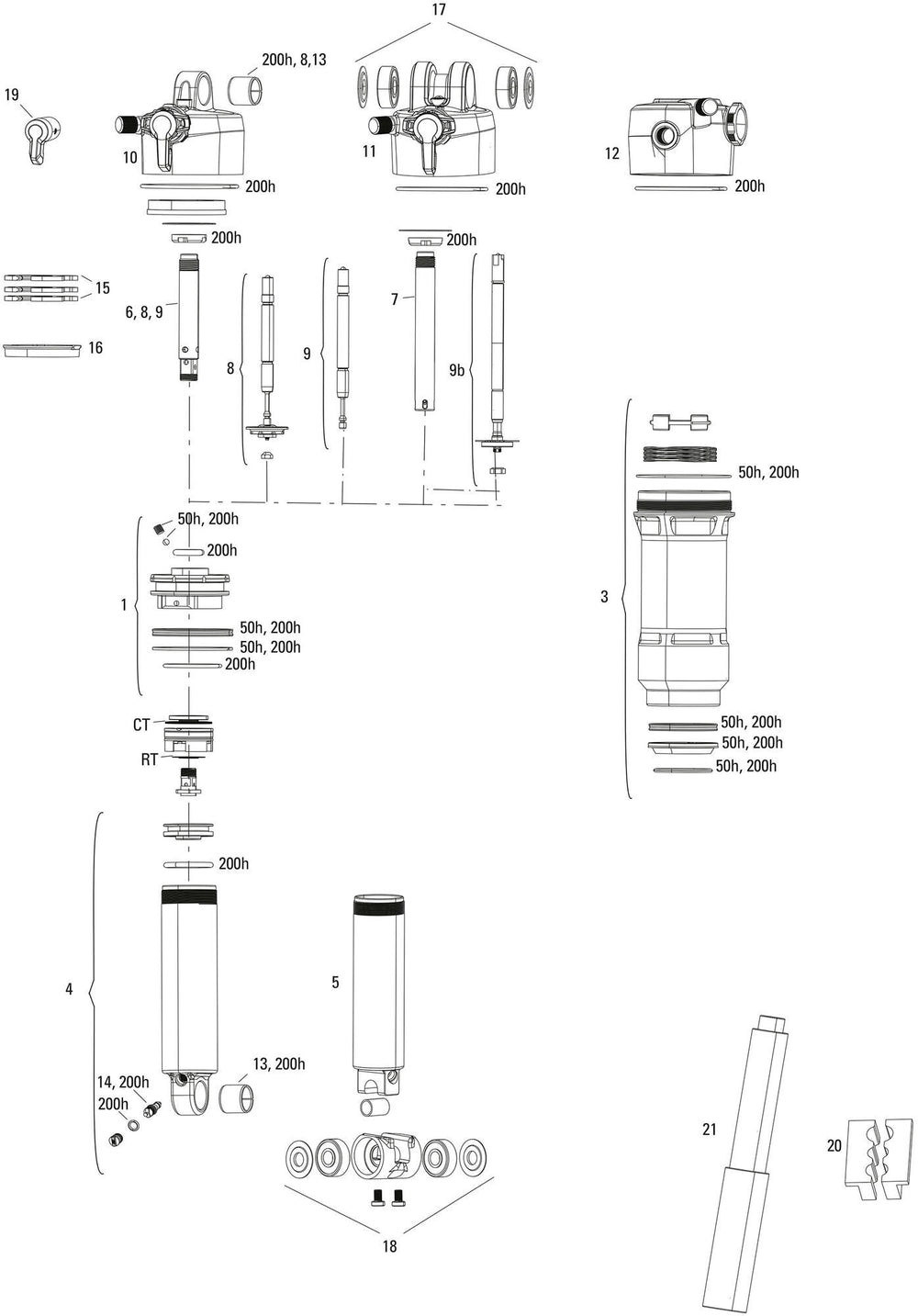 Rockshox shock absorber deluxe ultimate rct rear shock rs del.ult.rct 165 x 40mm