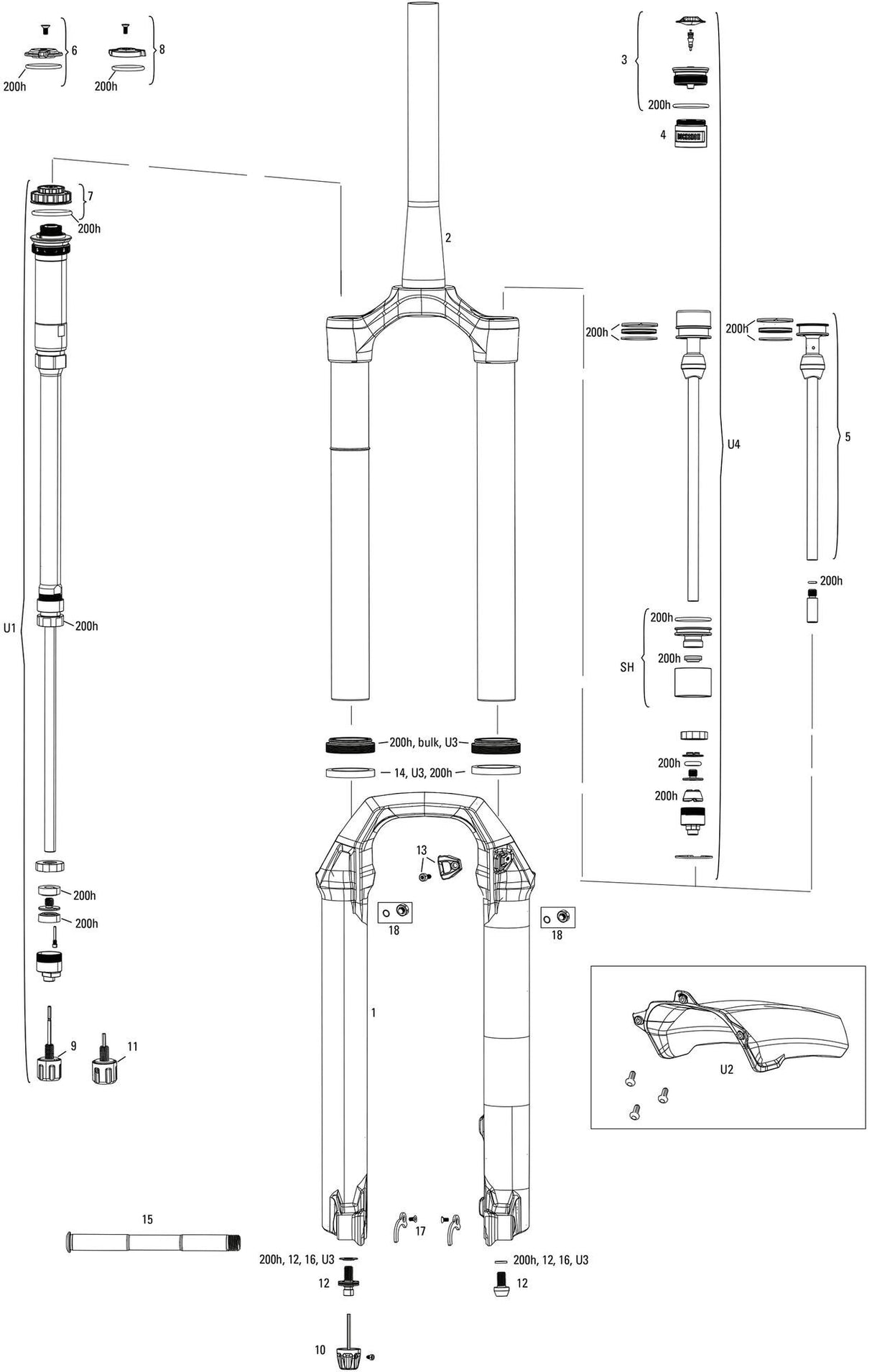 Rockshox verende voorvork pike select rc 27,5 boost susp.fork rs pike sel.rc 27,5 boost 120mm black